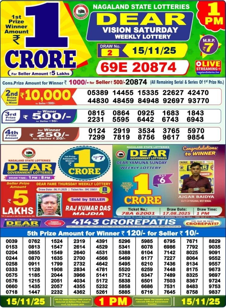 Dear Lottery Result 1 PM