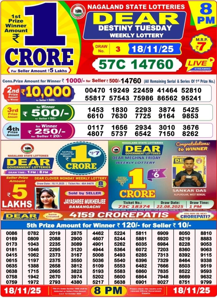 Dear Lottery Result 8 PM