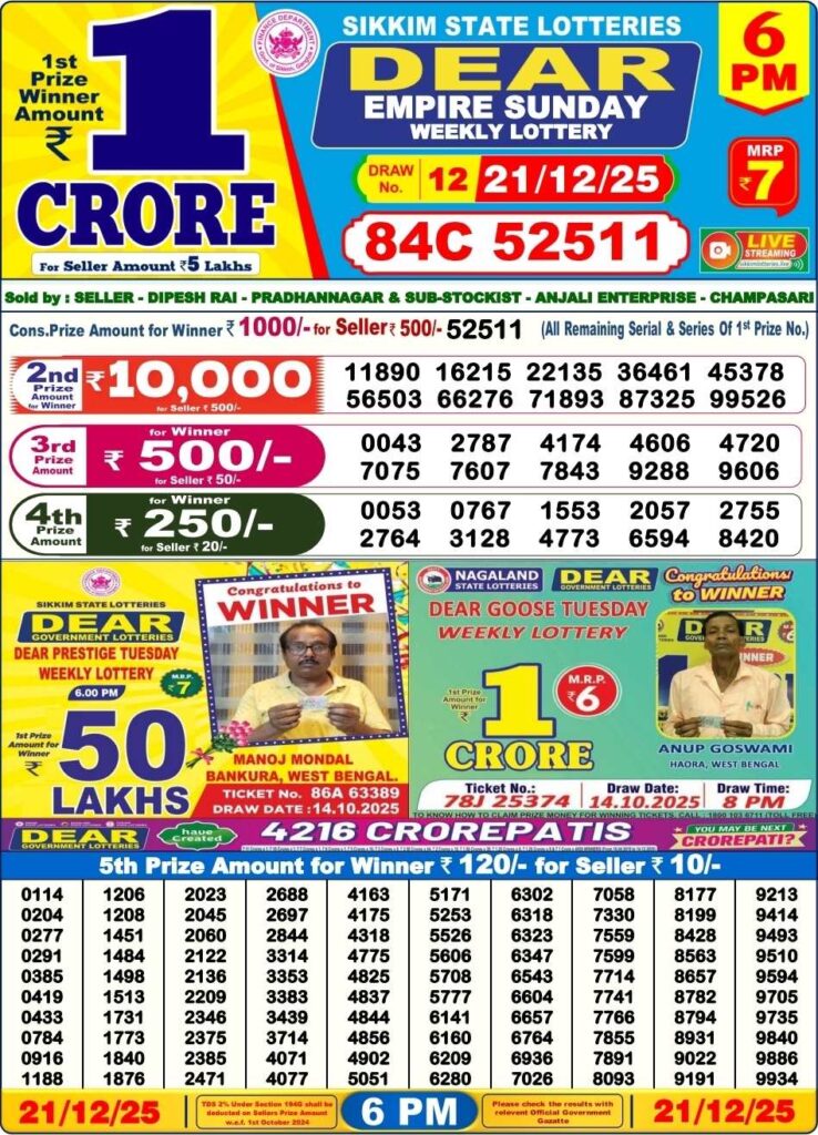 Dear Lottery Result 6 PM