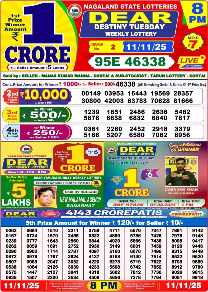 Dear Lottery Result 8 PM