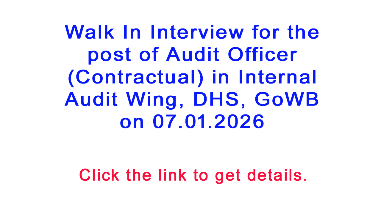 Recruitment of Audit Officer in WB Health