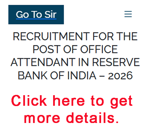 RECRUITMENT FOR THE POST OF OFFICE ATTENDANT IN RESERVE BANK OF INDIA – 2026