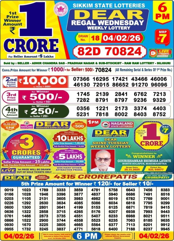 Dear Lottery Result 8 PM