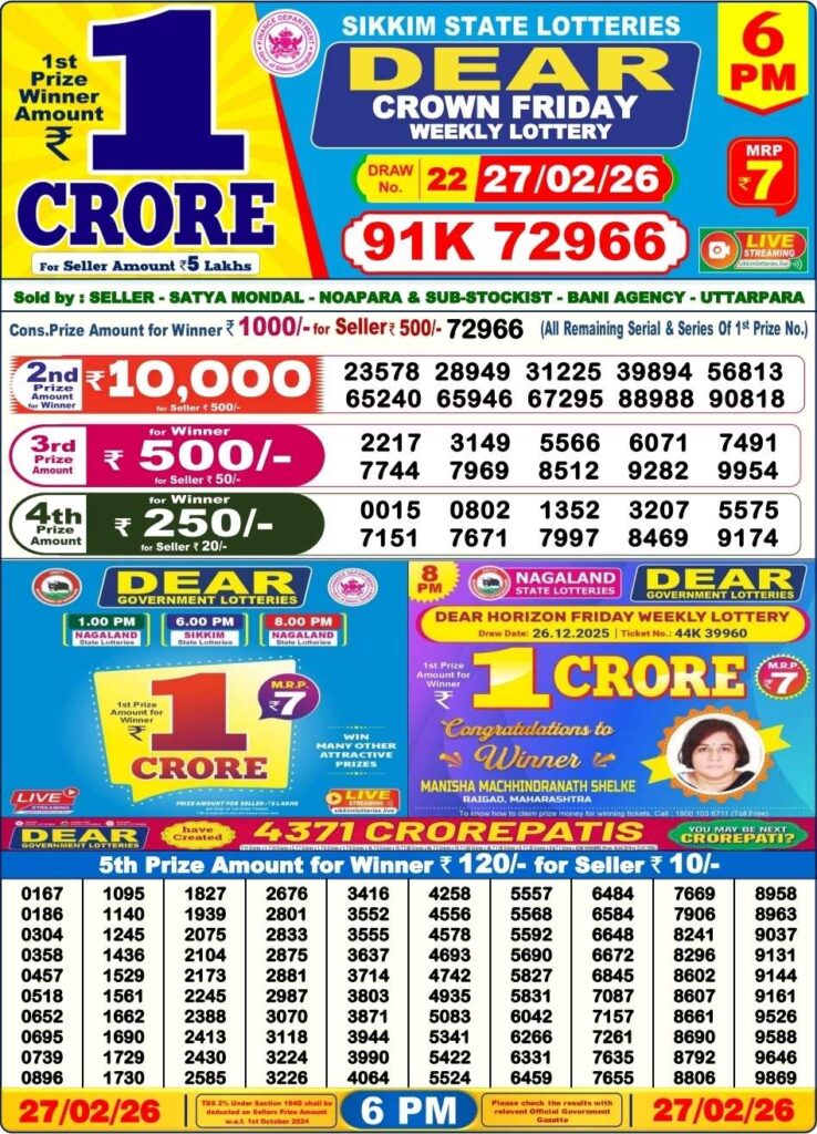 Dear Lottery Result 8 PM