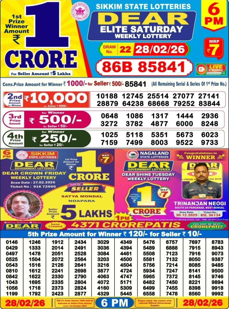 Dear Lottery Result 8 PM