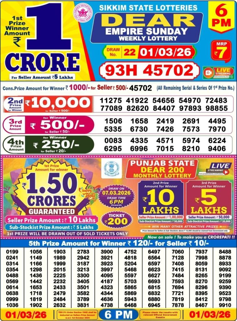 Dear Lottery Result 8 PM