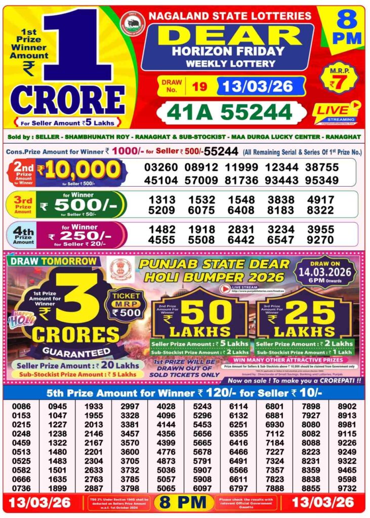 Dear Lottery Result 8 PM